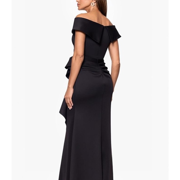 Xscape Black Off-Shoulder Ruffled Gown - Picture 2 of 4